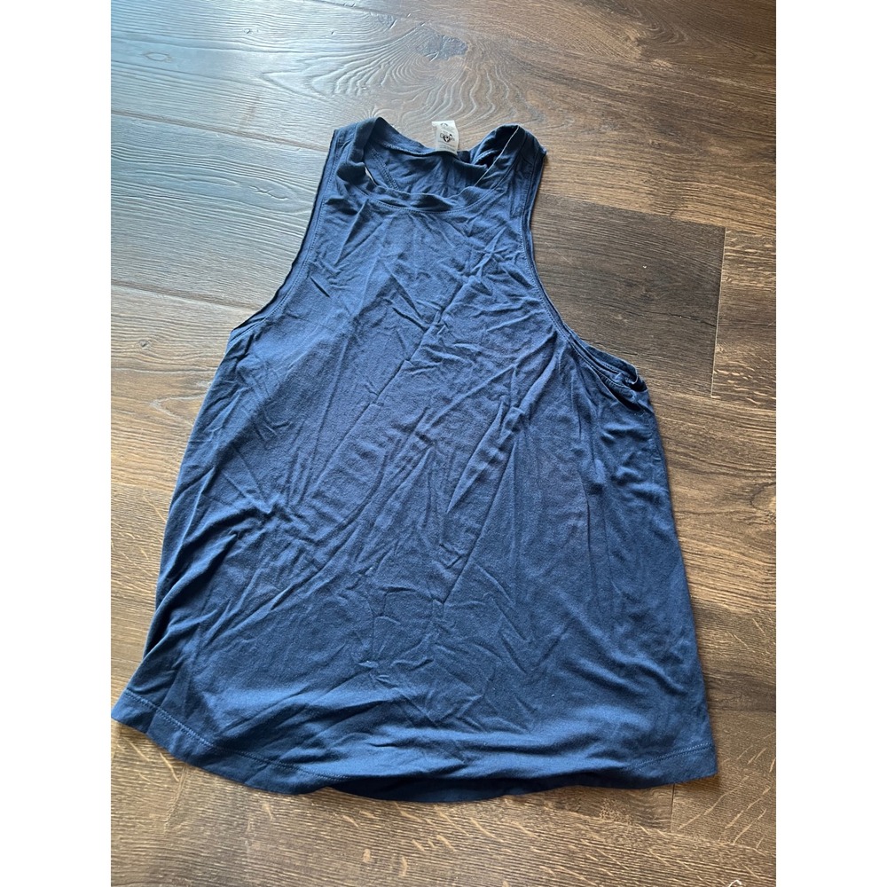 Mono B Womens Navy Blue High Neck Racerback Activewear Tank Top KT-B0481 Size S